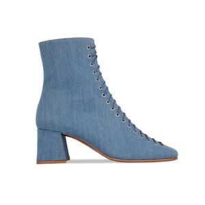 BY FAR Becca Lace-up Ankle Boots In Jeans